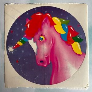 Lisa Frank 80s Vintage Markie Unicorn JUMBO 7in Sticker *CREASED*